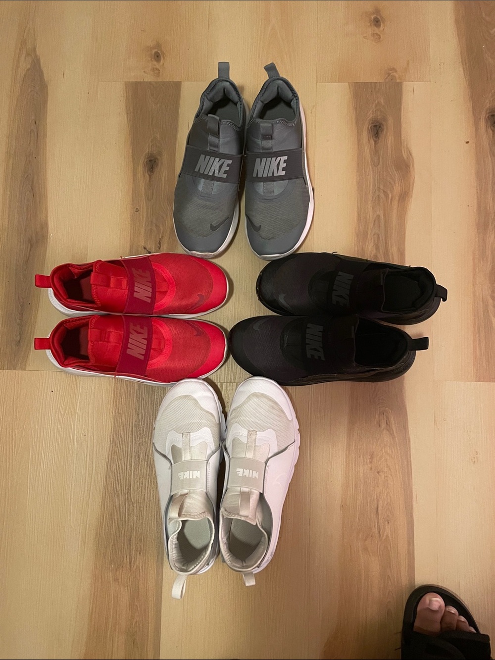 Nike Kids Slip-On Sneakers in Red, Black, Gray, White